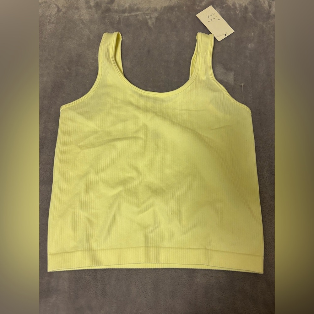 a new day Light Yellow Ribbed Tank Top